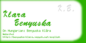 klara benyuska business card